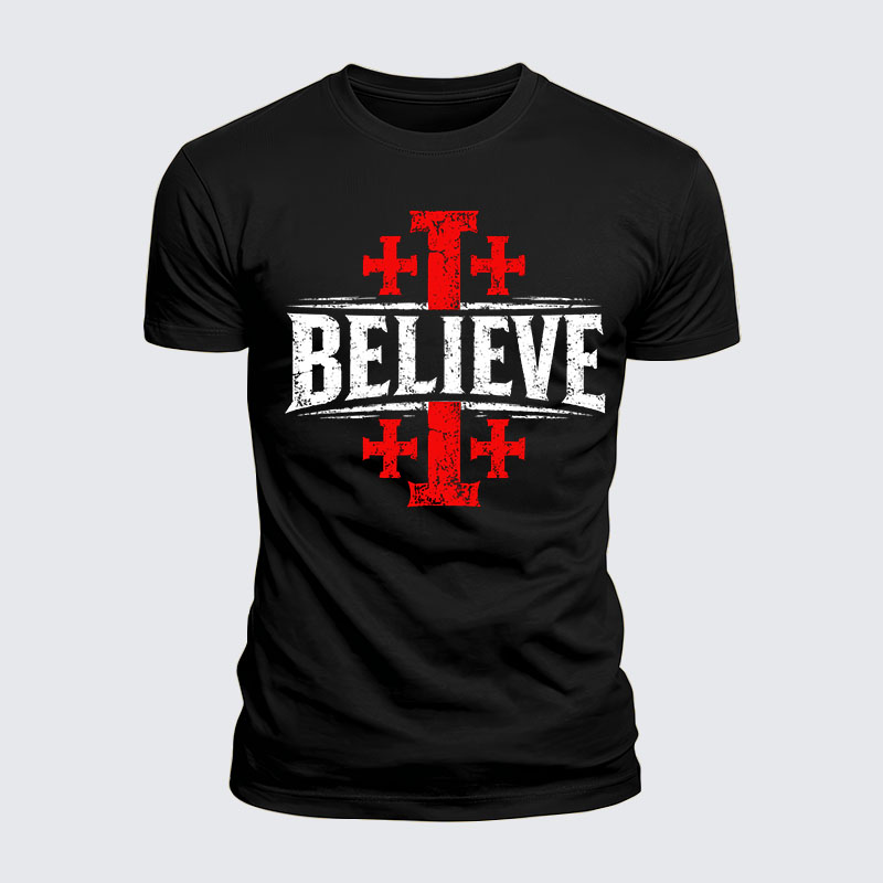 Man Of God Husband Dad Jesus God Christian Cotton T-Shirt