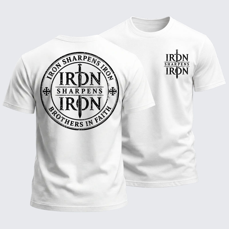 Heavyweight Cotton Tee - Iron Sharpens Iron Brothers In Faith