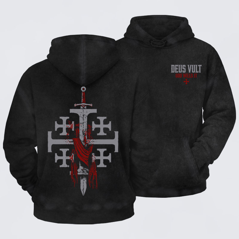 Washed Hoodie - Deus Vult: God Wills It