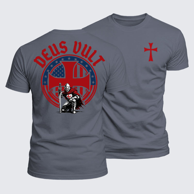 Luxe Mercerized Cotton Tee - Templar Knight Crusader Deus Vult
