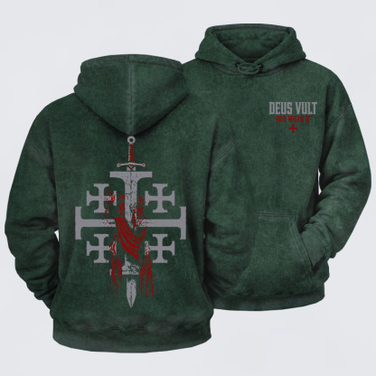 Washed Hoodie - Deus Vult: God Wills It