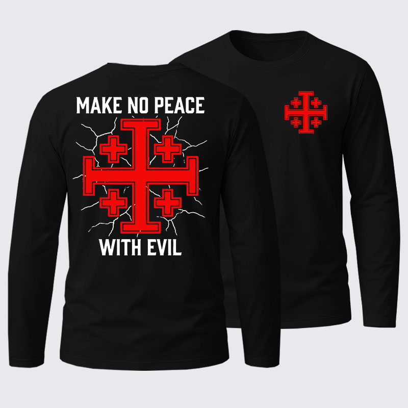 Make No Peace with Evil Knight Templar Jerusalem Cross Cotton Long Sleeve T-Shirt