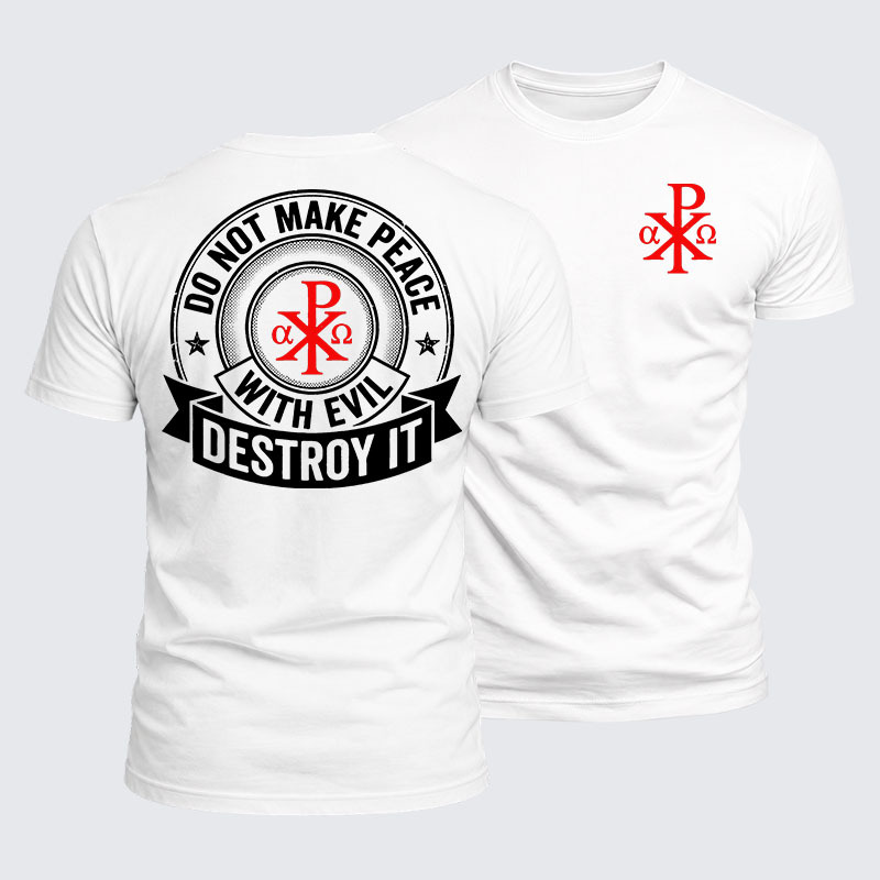 Luxe Mercerized Cotton Tee -  Make No Peace with Evil Knight Templar Jerusalem Cross