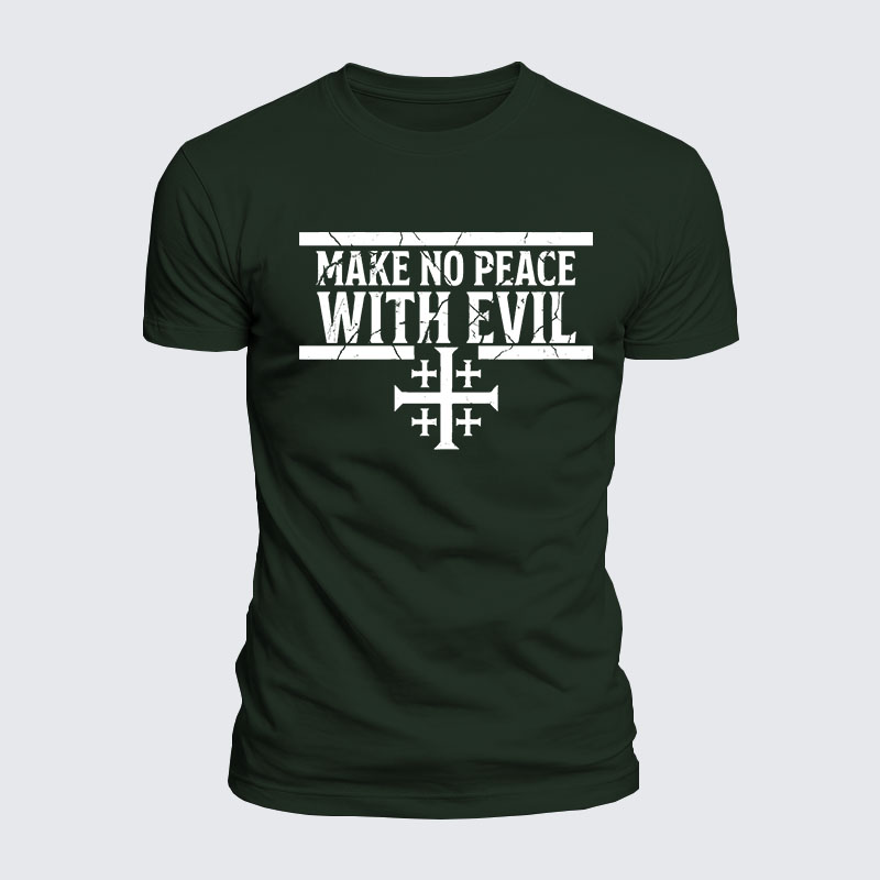Luxe Mercerized Cotton Tee -  Make No Peace with Evil Knight Templar Jerusalem Cross