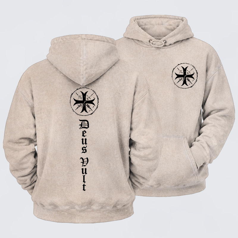 Washed Hoodie - Deus Vult