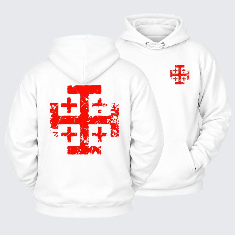 Plush Fleece-Lined Hoodie - Knights Templar Jerusalem Cross