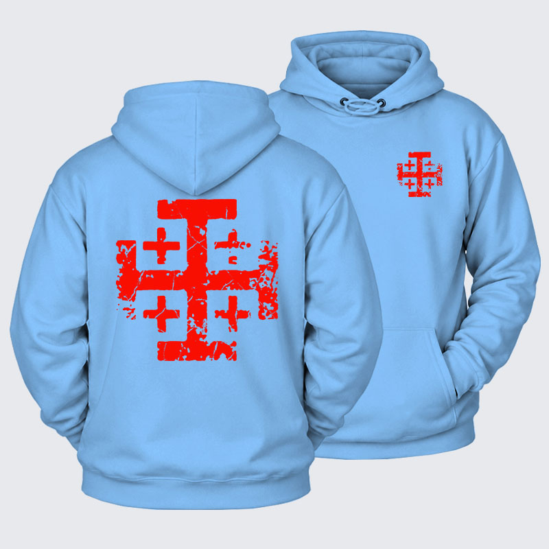 Plush Fleece-Lined Hoodie - Knights Templar Jerusalem Cross