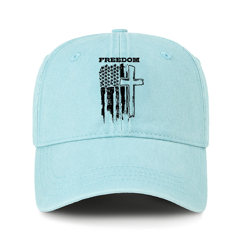 Heritage Washed Cap - Freedom Cross Vertical Flag