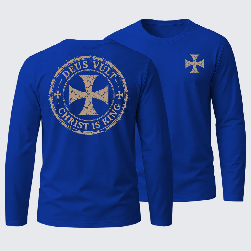 Deus Vult Christ Is King Cotton Long Sleeve T-Shirt
