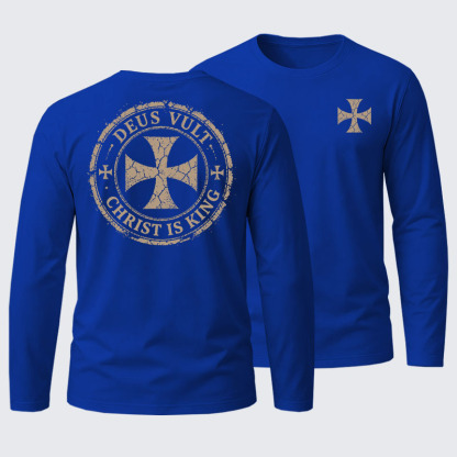Deus Vult Christ Is King Cotton Long Sleeve T-Shirt