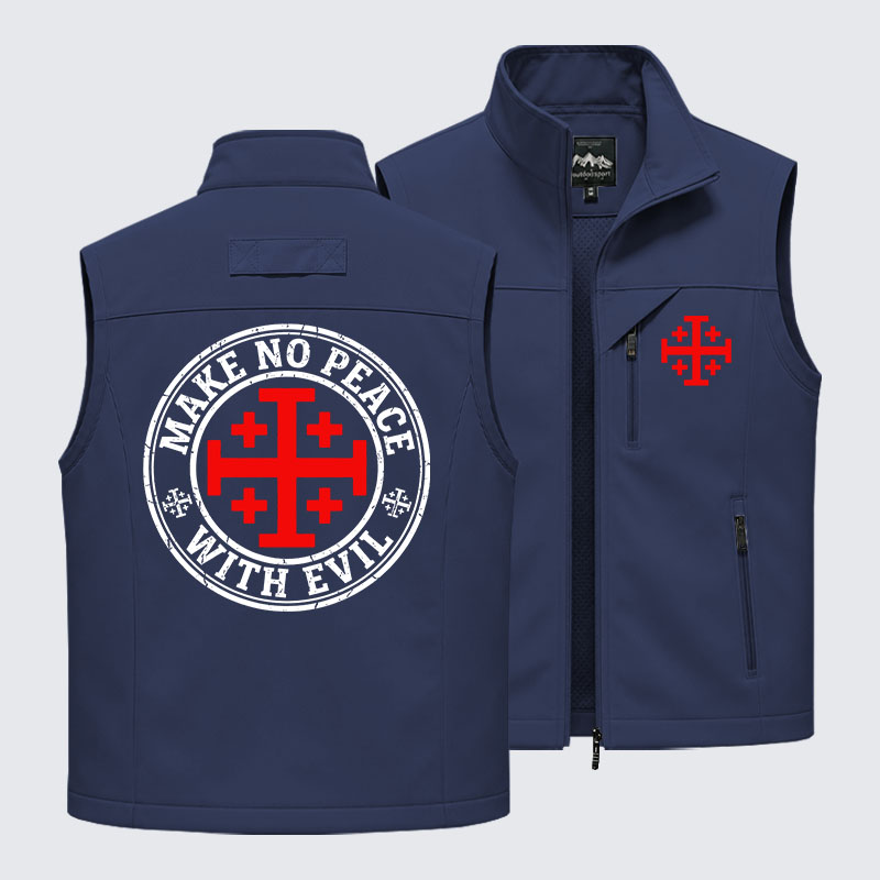 Make No Peace with Evil Knight Templar Jerusalem Cross Outdoor Quick-dry Vest