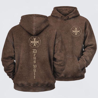 Washed Hoodie - Deus Vult