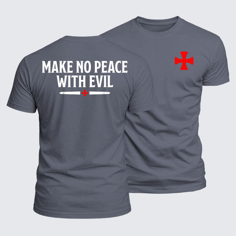 Luxe Mercerized Cotton Tee - Make No Peace with Evil Knight Templar Cross