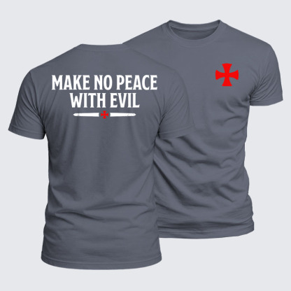 Luxe Mercerized Cotton Tee - Make No Peace with Evil Knight Templar Cross