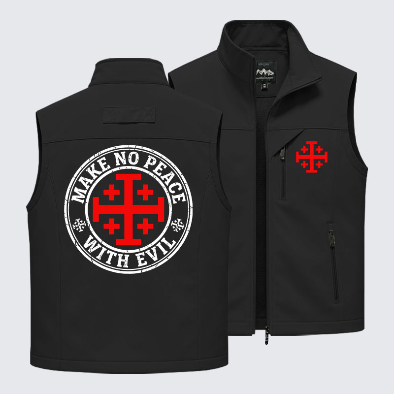 Make No Peace with Evil Knight Templar Jerusalem Cross Outdoor Quick-dry Vest