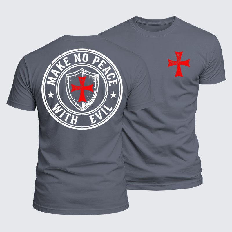 Luxe Mercerized Cotton Tee -  Make No Peace with Evil Knight Templar Jerusalem Cross