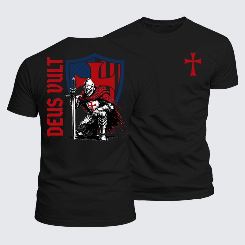 Luxe Mercerized Cotton Tee - Templar Knight Crusader Deus Vult