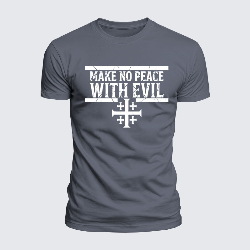 Luxe Mercerized Cotton Tee -  Make No Peace with Evil Knight Templar Jerusalem Cross