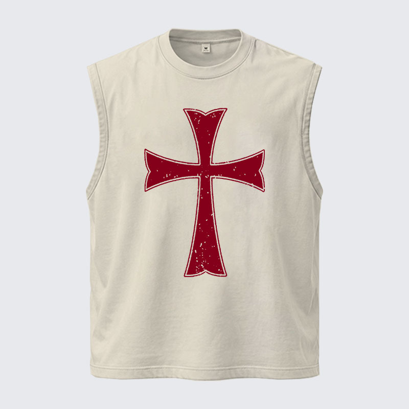 Washed Tank Top - Knights Templar Crusader Cross