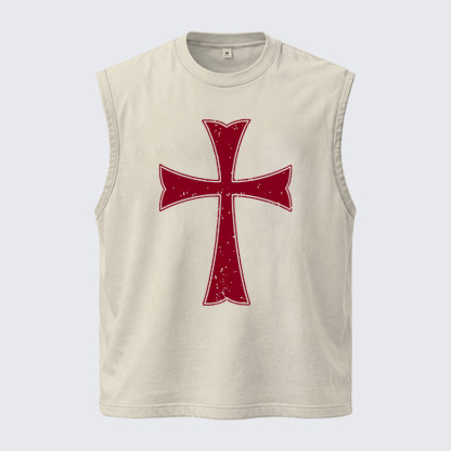 Washed Tank Top - Knights Templar Crusader Cross