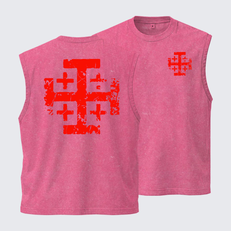 Washed Tank Top - Knights Templar Jerusalem Cross