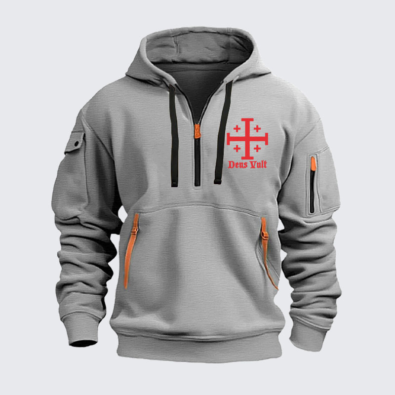 Zipper Hoodies - Jerusalem Cross Deus Vult