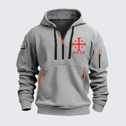 Zipper Hoodies - Jerusalem Cross Deus Vult