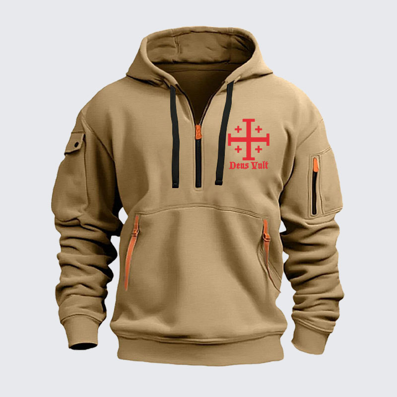 Zipper Hoodies - Jerusalem Cross Deus Vult