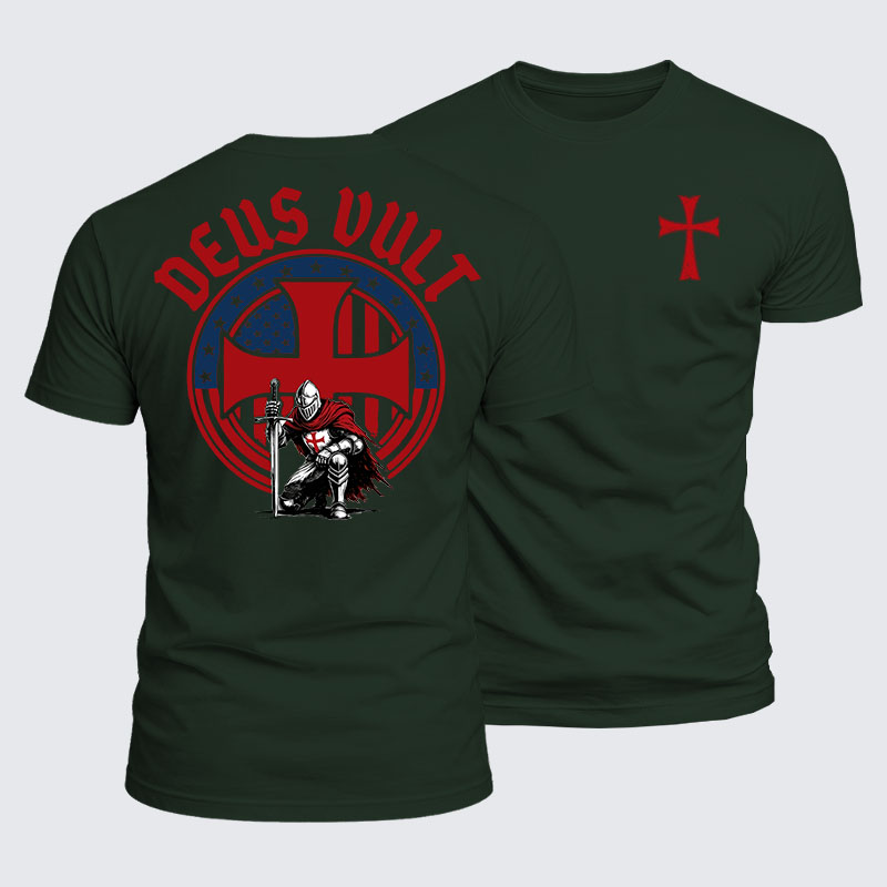 Luxe Mercerized Cotton Tee - Templar Knight Crusader Deus Vult