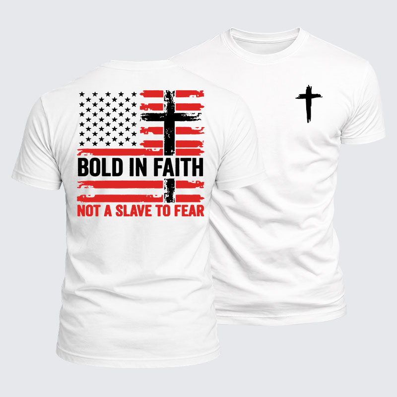 Luxe Mercerized Cotton Tee - Bold In Faith ,Not A Slave To Fear Flag