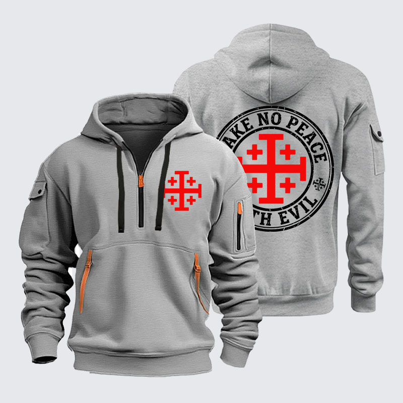 Zipper Hoodies - Make No Peace with Evil Knight Templar Jerusalem Cross