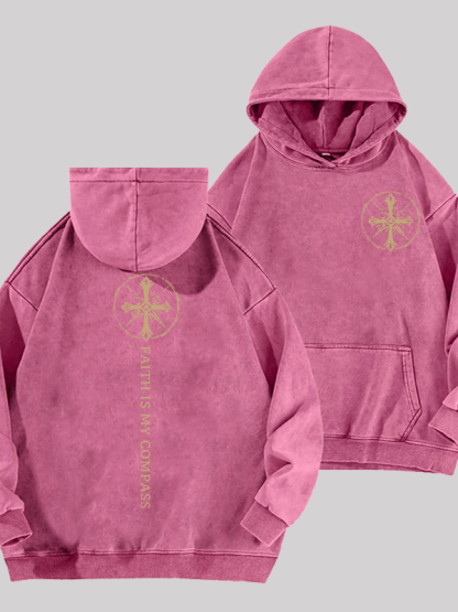 Faith Is My Compass Jesus God Christian Washed Hoodie