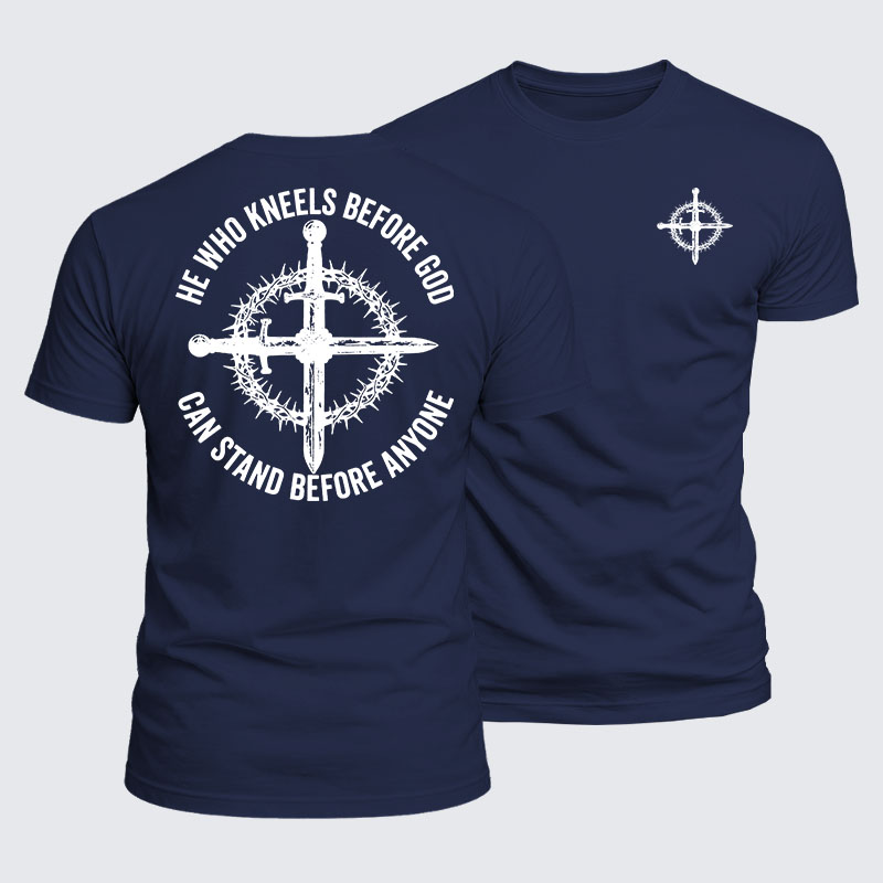 Luxe Mercerized Cotton Tee - He Who Kneels Before God Can Stand Before Anyone