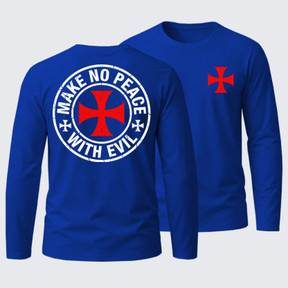 Make No Peace with Evil Knight Templar Cross Cotton Long Sleeve T-Shirt