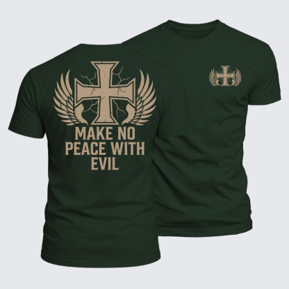 Luxe Mercerized Cotton Tee - Make No Peace with Evil Knight Templar Jerusalem Cross