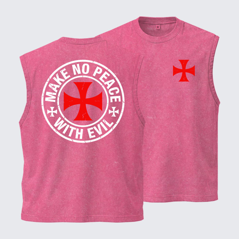 Washed Tank Top - Make No Peace with Evil Knight Templar Cross