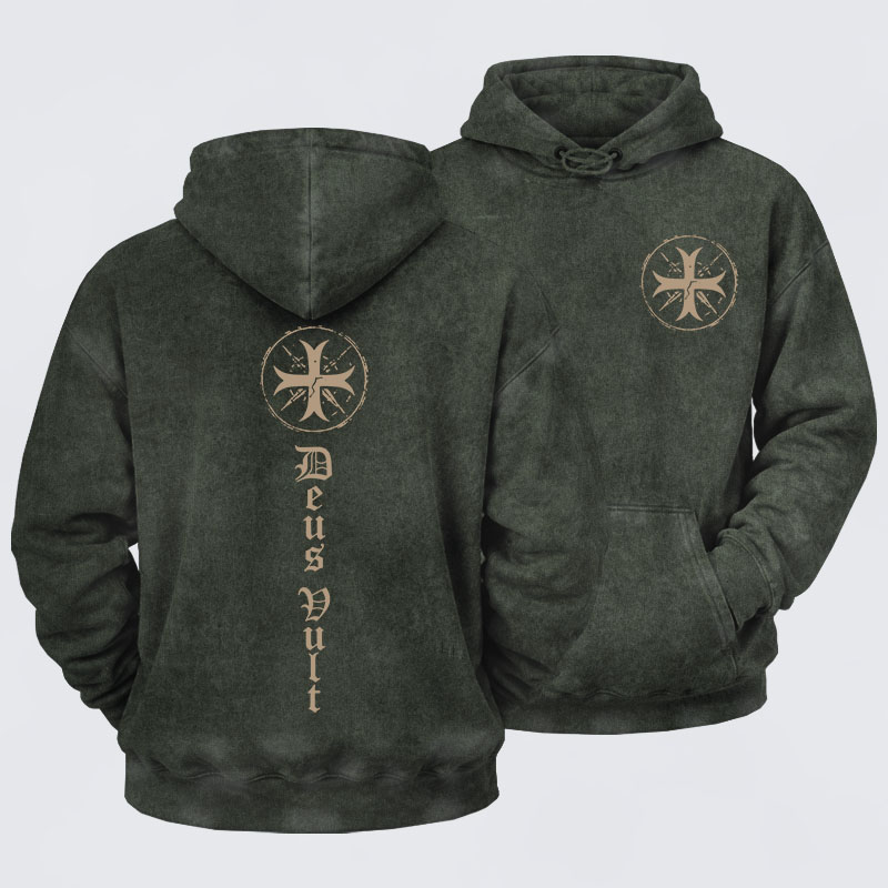 Washed Hoodie - Deus Vult