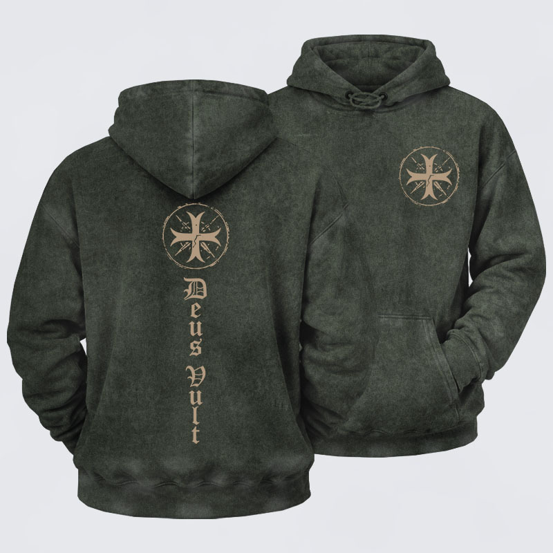 Washed Hoodie - Deus Vult