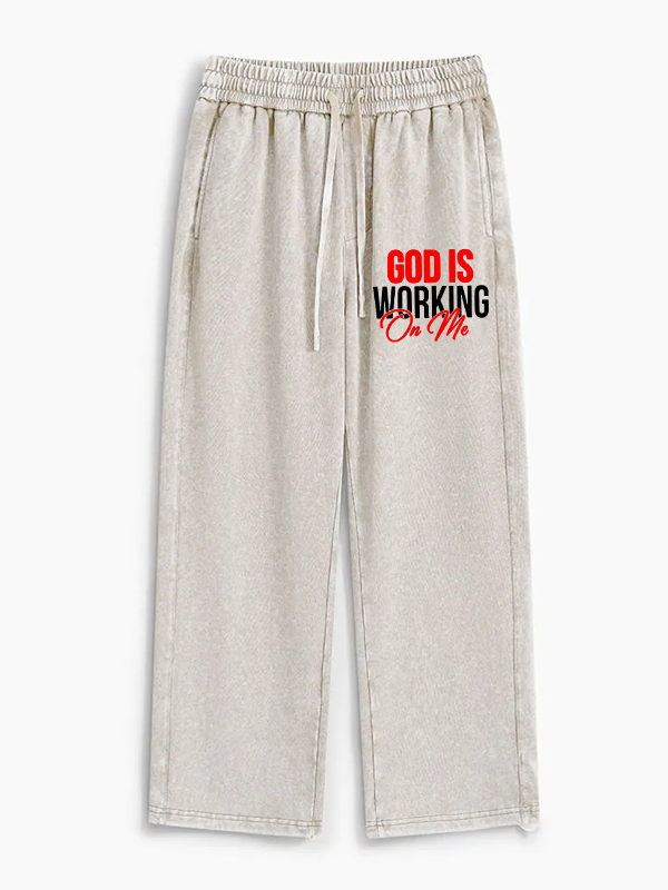 God Is Working On Me Jesus God Christian Washed Sweatpants