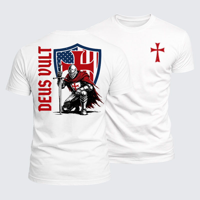 Luxe Mercerized Cotton Tee - Templar Knight Crusader Deus Vult