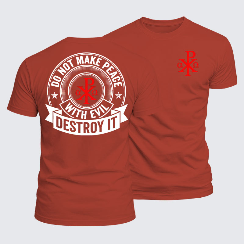 Luxe Mercerized Cotton Tee -  Make No Peace with Evil Knight Templar Jerusalem Cross