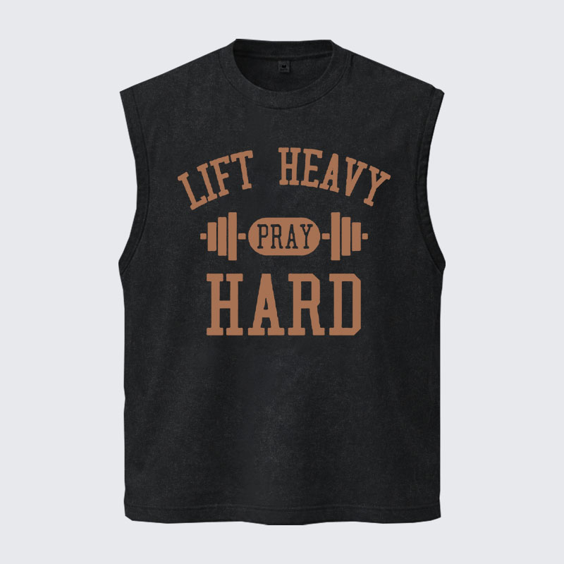 Washed Tank Top - Lift Heavy Pray Hard