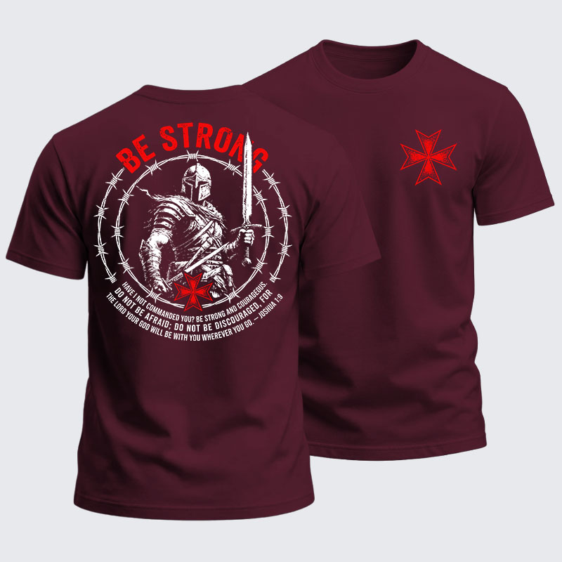 Heavyweight Cotton Tee - Be Strong And Courageous Joshua 1:9