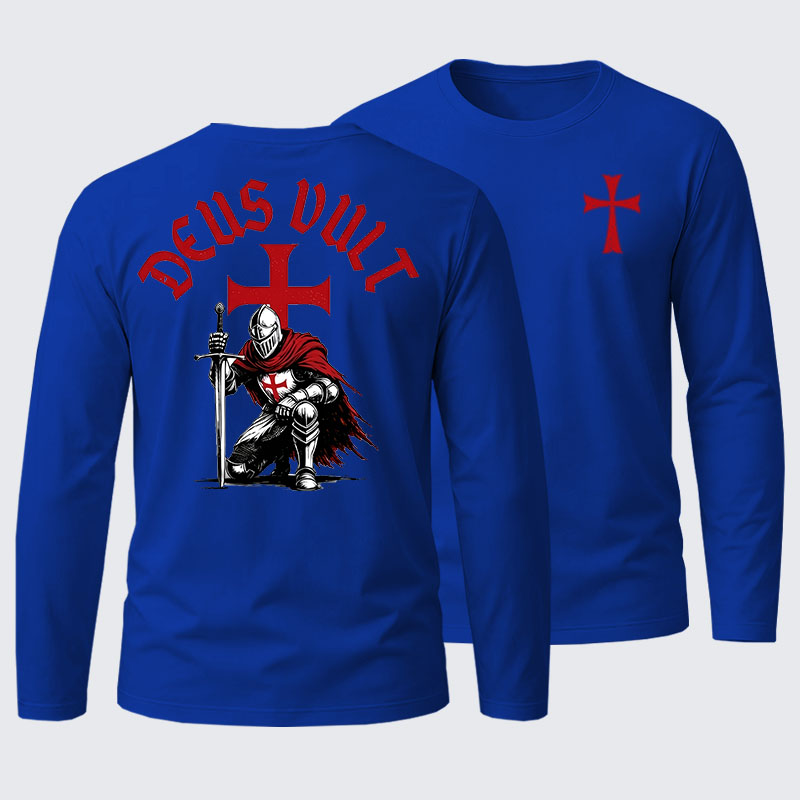 Templar Knight Crusader Deus Vult Cotton Long Sleeve T-Shirt