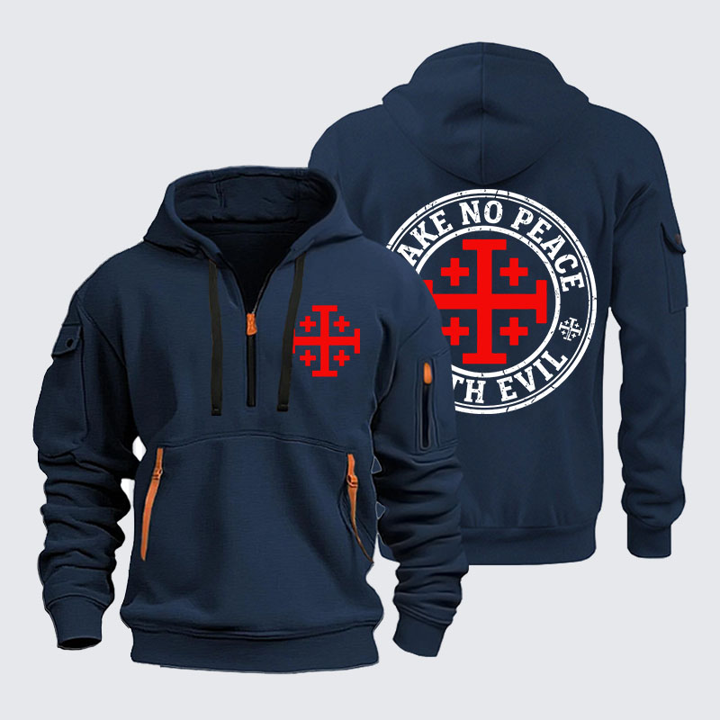 Zipper Hoodies - Make No Peace with Evil Knight Templar Jerusalem Cross