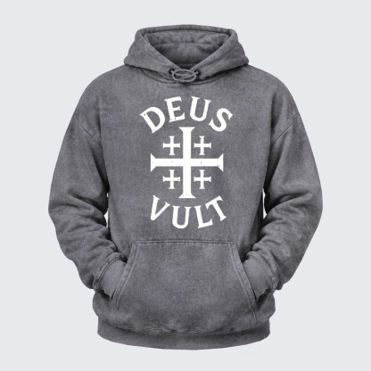 Washed Hoodie - Deus Vult