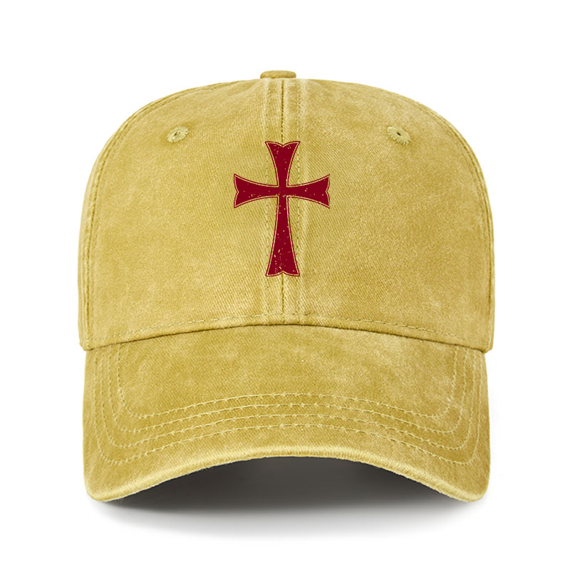 Heritage Washed Cap-Knights Templar Crusader Cross