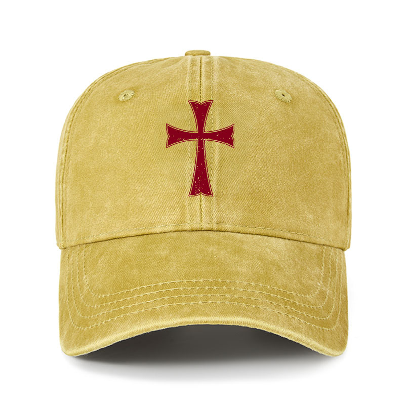 Heritage Washed Cap-Knights Templar Crusader Cross
