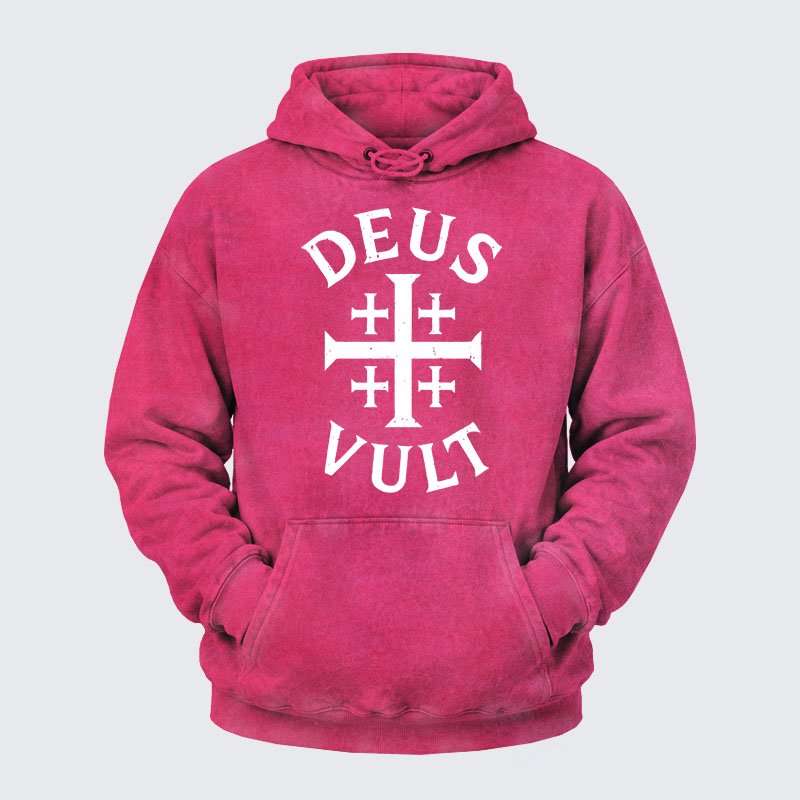 Washed Hoodie - Deus Vult