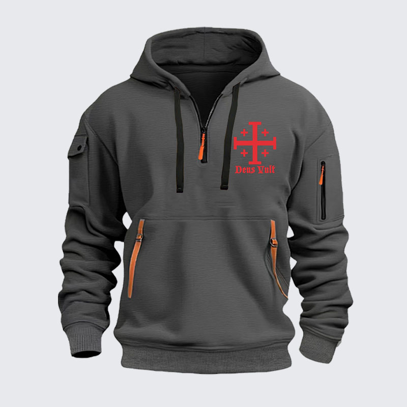 Zipper Hoodies - Jerusalem Cross Deus Vult